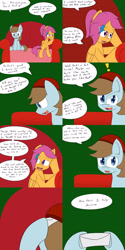 Size: 1600x3200 | Tagged: safe, artist:jake heritagu, scootaloo, pony, comic:ask motherly scootaloo, chip mint, comic, envelope, hairpin, motherly scootaloo, rain catcher, sofa