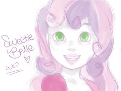 Size: 1400x1050 | Tagged: safe, artist:destogjersten, sweetie belle, equestria girls, sketch, solo