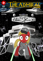 Size: 1240x1754 | Tagged: safe, artist:christhes, oc, oc only, comic, cover art, crossover, spaceship, star destroyer, star mares, star wars