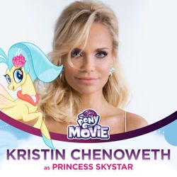 Size: 1200x1200 | Tagged: safe, princess skystar, human, seapony (g4), my little pony: the movie, character reveal, irl, irl human, kristin chenoweth, mlp movie cast icons, official, photo, solo, voice actor, with their characters