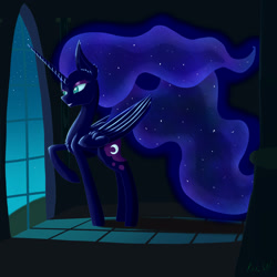 Size: 3000x3000 | Tagged: safe, artist:kirasunnight, nightmare moon, alicorn, pony, chest fluff, missing accessory, solo