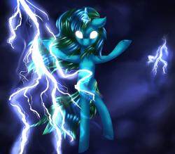 Size: 2800x2450 | Tagged: safe, artist:twillybrownie, oc, oc only, pony, unicorn, female, glowing eyes, lightning, mare, solo