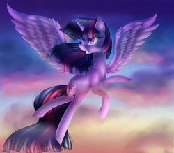 Size: 2800x2450 | Tagged: safe, artist:twillybrownie, twilight sparkle, twilight sparkle (alicorn), alicorn, pony, flying, solo