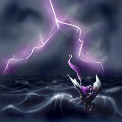 Size: 2500x2500 | Tagged: safe, artist:rappy-yum, oc, oc only, flying, lightning, solo, storm