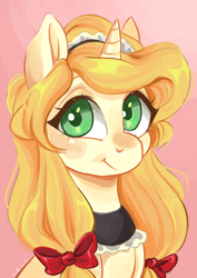 Size: 2480x3507 | Tagged: safe, artist:corelle-vairel, oc, oc only, oc:vive, pony, unicorn, bow, female, hair bow, mare, solo