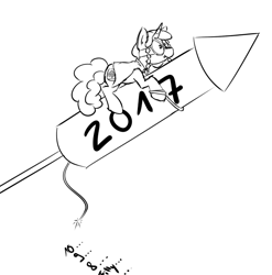 Size: 672x681 | Tagged: safe, artist:spaerk, oc, oc only, oc:marker pony, pony, unicorn, 2017, 4chan, mlpg, new year, solo, space program, this will end in space