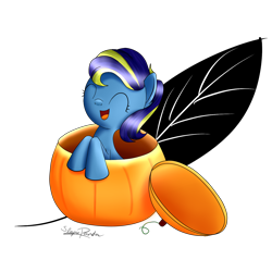 Size: 1400x1400 | Tagged: safe, artist:upsidedownpanda, oc, oc only, pony, female, halloween, mare, pumpkin, pumpkin bucket, simple background, solo, transparent background