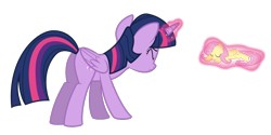 Size: 1000x500 | Tagged: safe, artist:byteslice, derpibooru import, fluttershy, twilight sparkle, twilight sparkle (alicorn), alicorn, pegasus, pony, bats!, .svg available, duo, eyes closed, female, magic, mare, simple background, svg, transparent background, vector