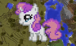 Size: 1192x722 | Tagged: safe, artist:princess-katie, sweetie belle, pony, cute, desktop ponies, game screencap, minecraft, minecraft pixel art, pixel art, sprite