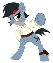 Size: 1600x1917 | Tagged: safe, artist:centchi, oc, oc only, oc:keel haul, earth pony, pony, bipedal, clothes, pirate, shirt, simple background, solo, sword, transparent background, weapon