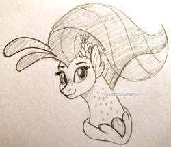 Size: 533x458 | Tagged: safe, artist:cocouri, princess skystar, seapony (g4), my little pony: the movie, monochrome, solo, that was fast, traditional art