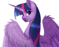 Size: 4000x3200 | Tagged: safe, artist:chaostrical, artist:minelvi, twilight sparkle, twilight sparkle (alicorn), alicorn, pony, collaboration, simple background, solo, speedpaint, transparent background