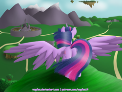 Size: 1280x960 | Tagged: safe, artist:yogfan, twilight sparkle, twilight sparkle (alicorn), alicorn, pony, crossover, hyrule, plot, solo, spread wings, the legend of zelda, wings