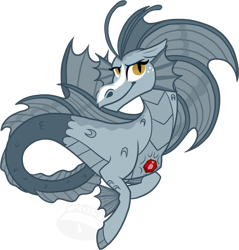 Size: 859x900 | Tagged: safe, artist:tambelon, oc, oc only, oc:treble, hippocampus, merpony, siren, female, ponysona, siren oc, solo