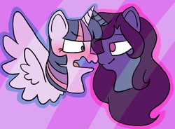 Size: 960x705 | Tagged: safe, artist:fashleylasagna, twilight sparkle, twilight sparkle (alicorn), alicorn, pony, blushing, boop, crossover, crossover shipping, female, fullmetal alchemist, fullmetal alchemist brotherhood, homunculus, lesbian, lust, lustlight, noseboop, ponified, shipping