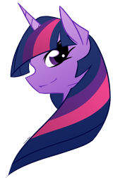 Size: 1276x2000 | Tagged: safe, artist:basykail, twilight sparkle, bust, portrait, simple background, smiling, solo