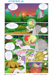 Size: 4545x6424 | Tagged: safe, artist:jeremy3, apple bloom, sweetie belle, pony, comic:everfree, absurd resolution, bridge, broken bridge, cliff, comic, falling, running