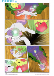 Size: 4131x5840 | Tagged: safe, artist:jeremy3, apple bloom, sweetie belle, pony, comic:everfree, absurd resolution, ascension, cliff, comic, falling