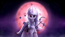 Size: 4500x2531 | Tagged: safe, artist:avastin4, oc, oc only, oc:silhouette daydreams, pony, unicorn, absurd resolution, infinite tsukuyomi, looking at you, magic, moon, naruto, ootsutsuki hagoromo, sage of the six paths, solo, truth seeking orbs