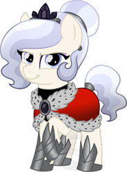 Size: 588x800 | Tagged: safe, artist:tambelon, oc, oc only, oc:opalescent pearl, crystal pony, pony, alternate timeline, cape, clothes, corrupted, female, jewelry, mare, solo, tiara