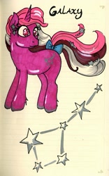 Size: 413x663 | Tagged: safe, artist:skypinpony, galaxy (g1), g1, lined paper, solo, traditional art