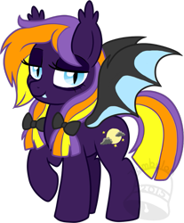 Size: 579x700 | Tagged: safe, artist:tambelon, oc, oc only, oc:witching hour, bat pony, pony, female, mare, solo, watermark