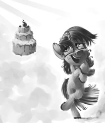 Size: 916x1080 | Tagged: safe, artist:v747, twilight sparkle, cake, food, monochrome, solo