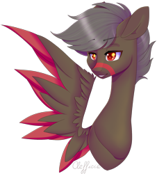 Size: 1325x1466 | Tagged: safe, artist:clefficia, oc, oc only, pegasus, pony, bust, colored wings, colored wingtips, one wing out, portrait, simple background, solo, transparent background