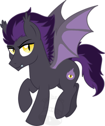 Size: 581x700 | Tagged: safe, artist:tambelon, oc, oc only, oc:night terror, bat pony, pony, bat pony oc, male, simple background, solo, stallion, transparent background, watermark