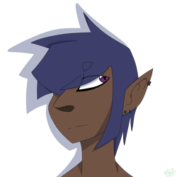 Size: 1688x1688 | Tagged: safe, artist:moonakart13, artist:moonaknight13, twilight sparkle, oc, oc:twilight night, human, child, dark skin, edge, edgy, elf ears, humanized, piercing, simple background, solo, teenager, transparent background