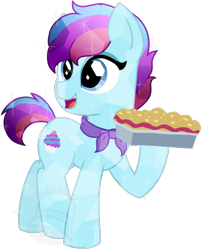 Size: 562x700 | Tagged: safe, artist:tambelon, oc, oc only, oc:crystal crumble, crystal pony, pony, female, food, mare, simple background, solo, transparent background, watermark