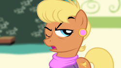 Size: 1280x720 | Tagged: safe, screencap, ms. harshwhinny, earth pony, pony, flight to the finish, one eye closed, solo