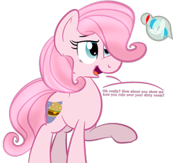 Size: 1065x1000 | Tagged: safe, artist:binkyt11, oc, oc only, oc:mlb-tan, earth pony, pony, exclamation point, female, mare, my little brony, simple background, transparent background