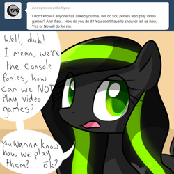 Size: 700x700 | Tagged: dead source, safe, artist:marytheechidna, pony, console ponies, ponified, solo, tumblr, xbox