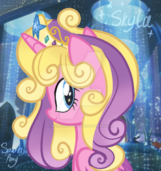 Size: 600x636 | Tagged: safe, artist:sparkiss-pony, princess skyla, alicorn, pony, base used, crown, jewelry, older, regalia, solo, watermark