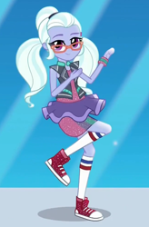 Size: 644x984 | Tagged: safe, screencap, sugarcoat, dance magic, equestria girls, spoiler:eqg specials, clothes, converse, cropped, cute, dancing, glasses, looking at you, shoes, skirt, smiling, socks, solo, sugarcute
