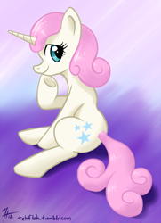 Size: 600x827 | Tagged: safe, artist:tehflah, twinkleshine, looking at you, raised hoof, solo