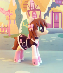 Size: 736x850 | Tagged: safe, artist:krowzivitch, oc, oc only, oc:ryleigh, pony, unicorn, bow, clothes, collar, commission, converse, craft, dress, female, hair bow, mare, photo, sculpture, shoes, solo, traditional art