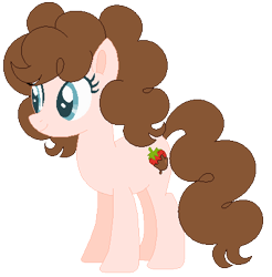 Size: 410x416 | Tagged: safe, artist:brownmota, oc, oc only, oc:strawberrie pie, earth pony, pony, female, mare, offspring, parent:cheese sandwich, parent:pinkie pie, parents:cheesepie, simple background, solo, transparent background