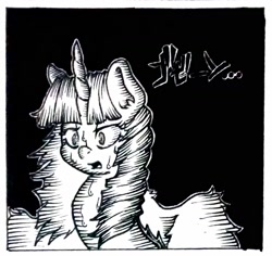 Size: 1702x1604 | Tagged: safe, artist:pantheracantus, twilight sparkle, twilight sparkle (alicorn), alicorn, pony, manga, monochrome, traditional art