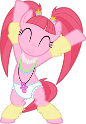 Size: 3000x4335 | Tagged: safe, alternate version, artist:sollace, derpibooru exclusive, pacific glow, pony, the saddle row review, absurd resolution, bipedal, cute, dancing, diaper, diaper edit, diaper fetish, glowstick, jewelry, leg warmers, necklace, pacifier, rave diaper, simple background, solo, transparent background, vector