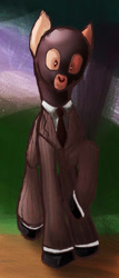 Size: 437x1023 | Tagged: safe, artist:thatonegib, pony, clothes, daily sketch, looking at you, necktie, raised hoof, solo, spy, suit, team fortress 2, walking