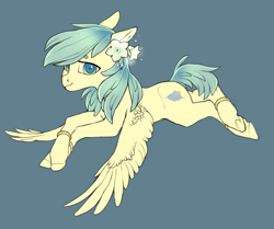 Size: 2373x1984 | Tagged: safe, artist:amphoera, oc, oc only, oc:venti via, bracelet, flower, flower in hair, jewelry, solo, underhoof