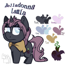 Size: 1600x1600 | Tagged: safe, artist:binkyt11, oc, oc only, oc:belladonna lamia, pony, unicorn, apple, chibi, ear fluff, female, mare, reference sheet, rotten apple, simple background, solo, transparent background