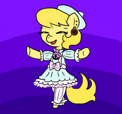 Size: 640x600 | Tagged: safe, artist:ficficponyfic, oc, oc only, oc:golden brisk, crossdressing, femboy, fluffy, male, petticoat, petticoating, solo, standing, trap