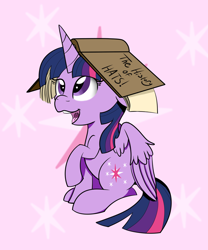 Size: 1024x1229 | Tagged: safe, artist:theartistsora, twilight sparkle, twilight sparkle (alicorn), alicorn, pony, adorkable, book, book hat, bookhorse, cute, dork, silly, silly pony, solo, that pony sure does love books, twiabetes