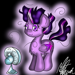 Size: 1600x1600 | Tagged: safe, artist:purple-ninja-kaylan, twilight sparkle, twilight sparkle (alicorn), alicorn, pony, fan, solo