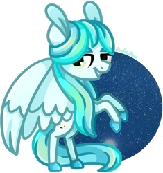 Size: 1130x1200 | Tagged: safe, artist:amberpone, oc, oc only, pegasus, pony, big ears, blue, commission, cutie mark, digital art, eyebrows, female, green eyes, hooves, long hair, long mane, long tail, mane, mare, original character do not steal, paint tool sai, painttoolsai, pegasister, rearing, simple background, smiling, solo, standing, tail, transparent background, unshorn fetlocks, wings