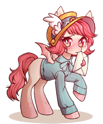 Size: 1539x1855 | Tagged: safe, artist:miioko, oc, oc only, bat pony, pony, clothes, female, freckles, hat, heart, letter, mare, mouth hold, solo