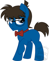 Size: 564x700 | Tagged: safe, artist:tambelon, earth pony, pony, bowtie, colt, conan edogawa, crossover, detective conan, glasses, jimmy kudo, male, ponified, shinichi kudo, solo, watermark